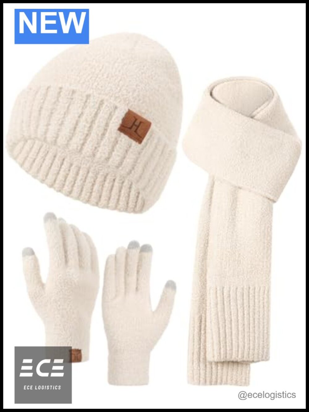 Women's 3-Piece Winter Beanie Scarf Touchscreen Gloves Set